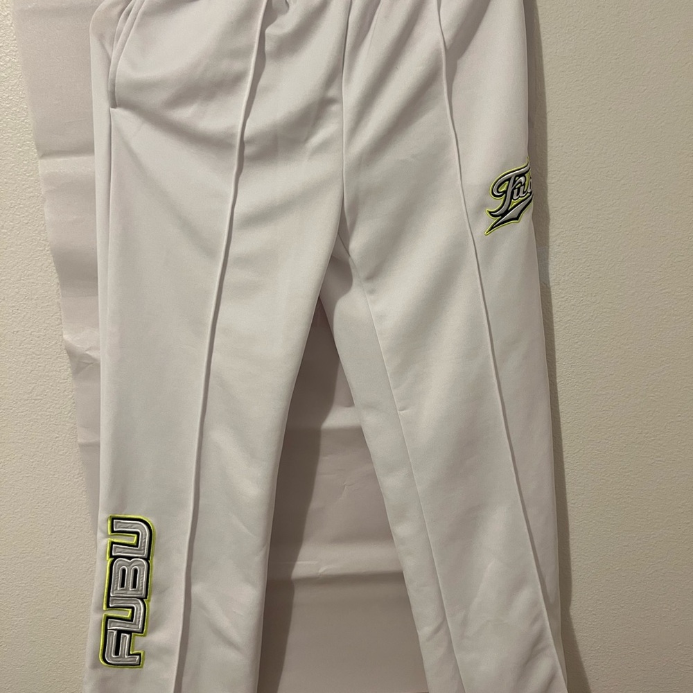 FUBU White Pants with Green Logo forever 21